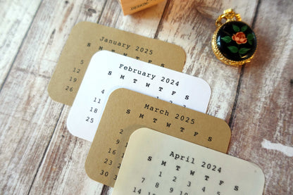 2024 / 2025 MINI Calendar Sticker Set, MON or SUN-start, Size 2”x2.75”