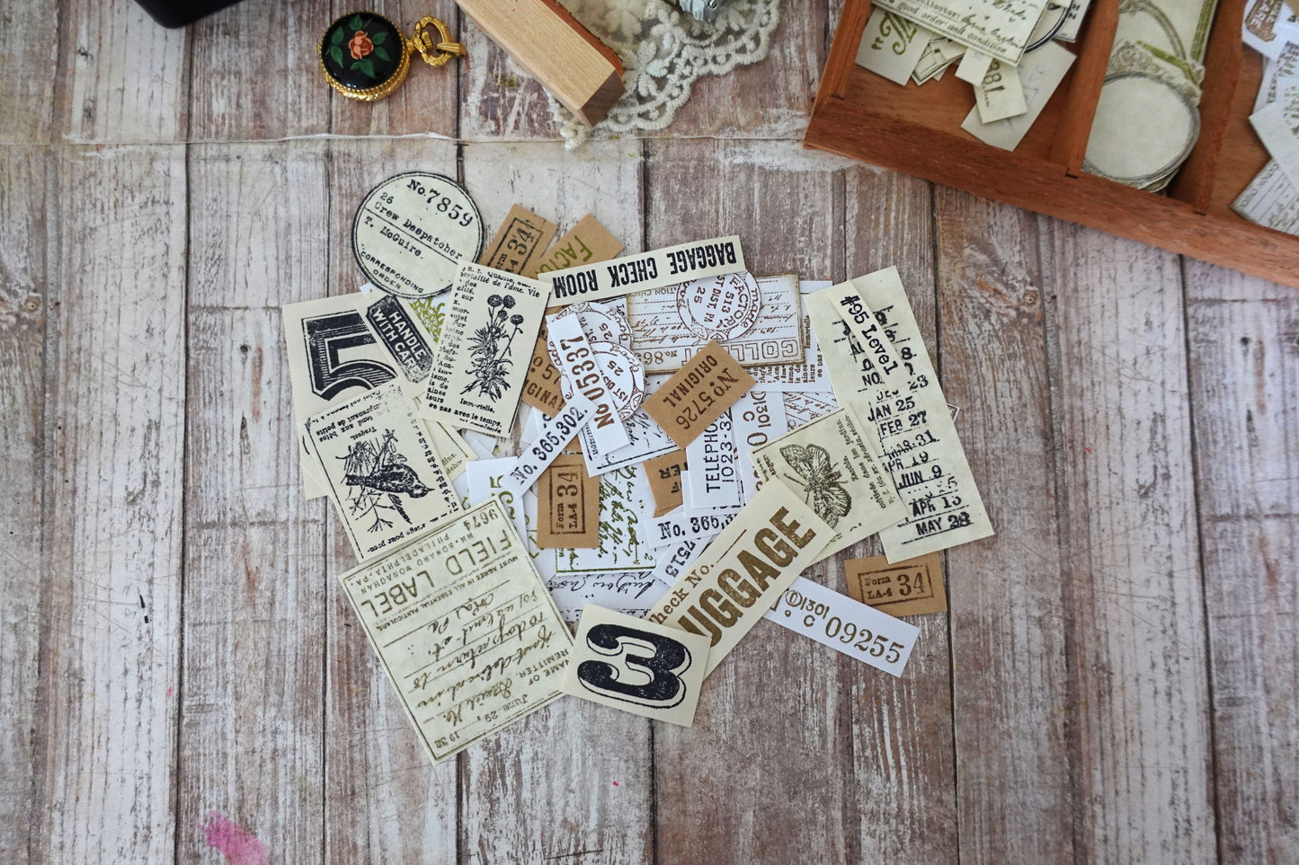 Mixed Handmade Ephemera Set - 50 pieces