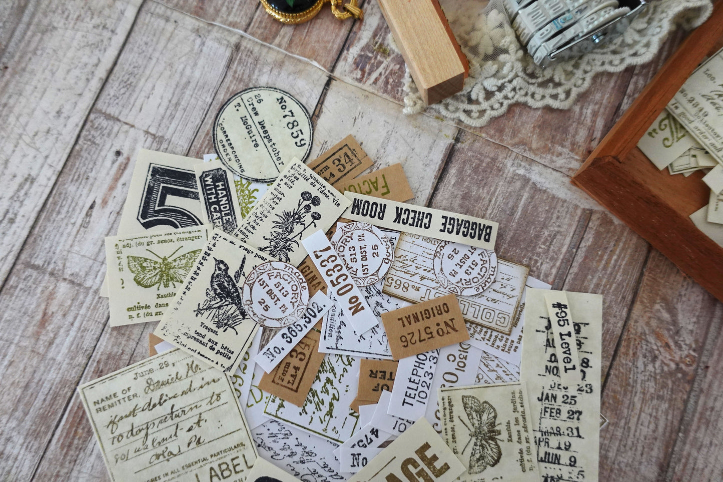 Mixed Handmade Ephemera Set - 50 pieces