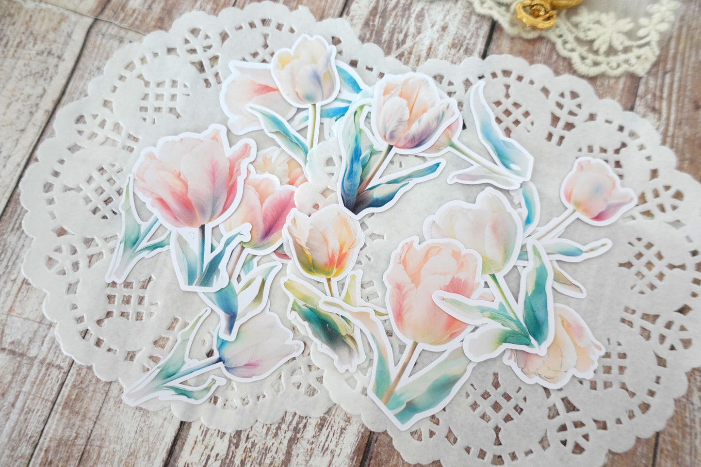 16 pieces Tulips Die Cut Stickers