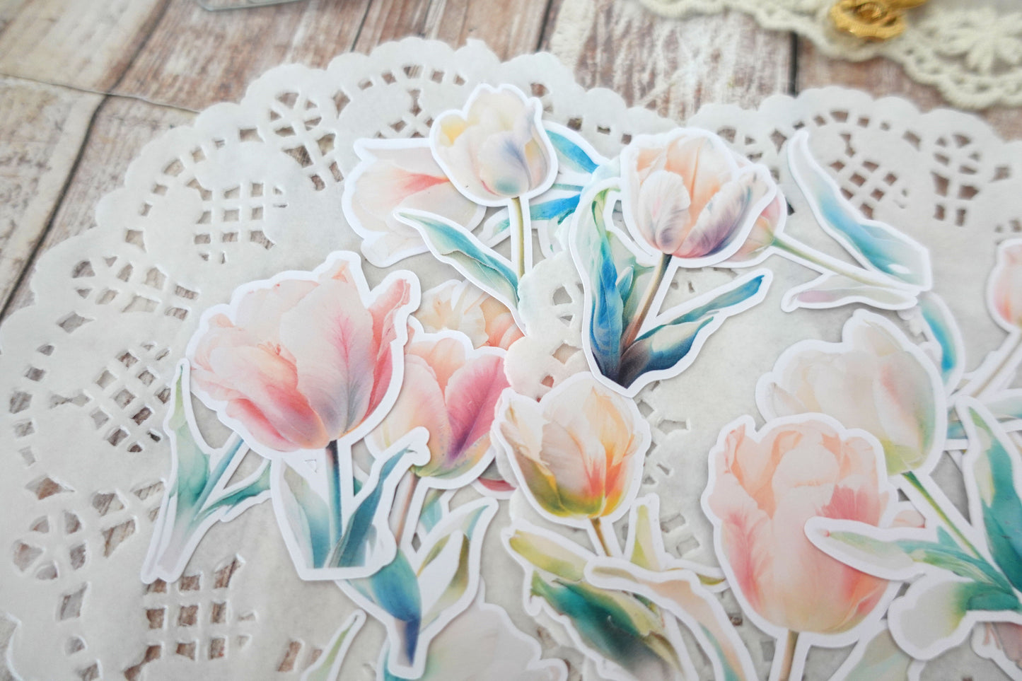 16 pieces Tulips Die Cut Stickers