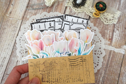 Tulips & Frames Tags Stickers Set