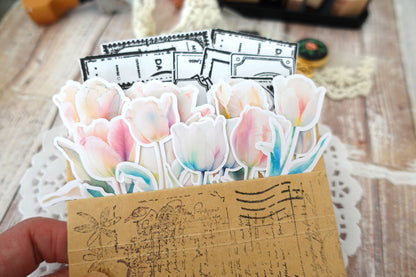 Tulips & Frames Tags Stickers Set