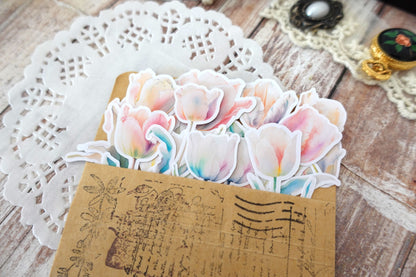 16 pieces Tulips Die Cut Stickers