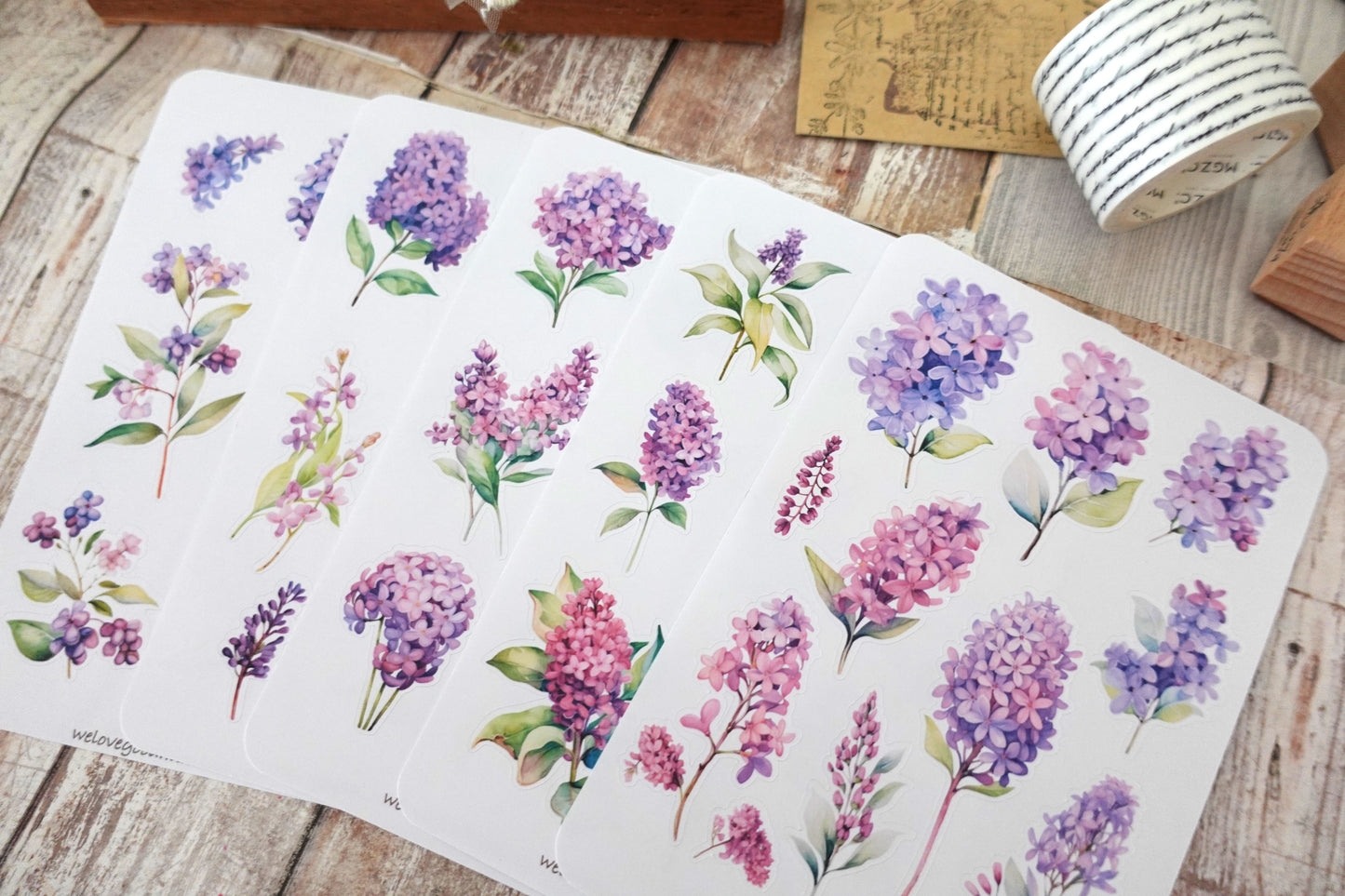 Watercolor Lilac Sticker Sheets