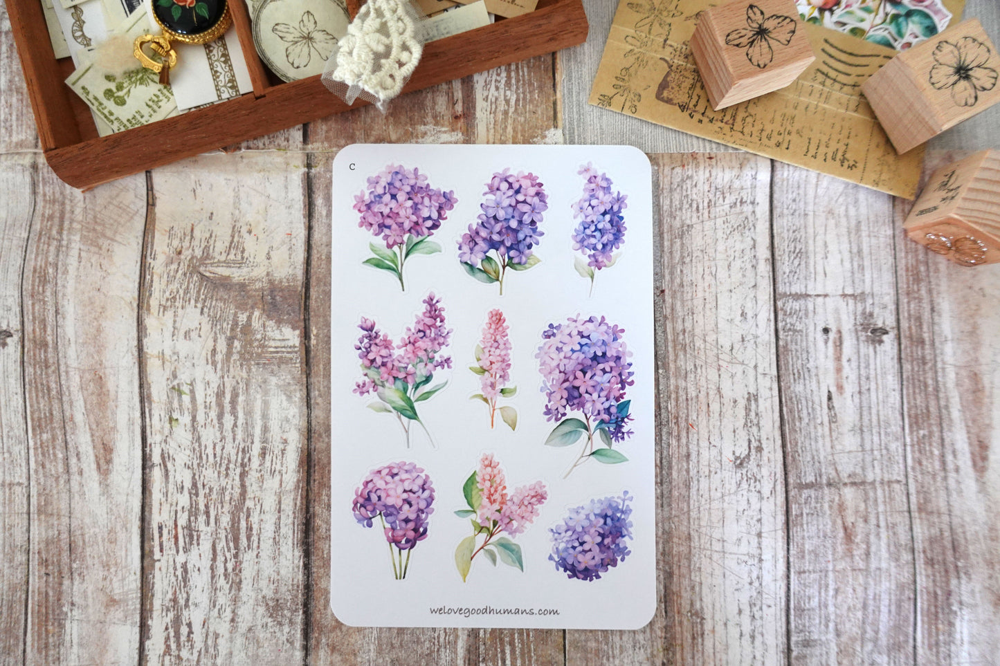 Watercolor Lilac Sticker Sheets