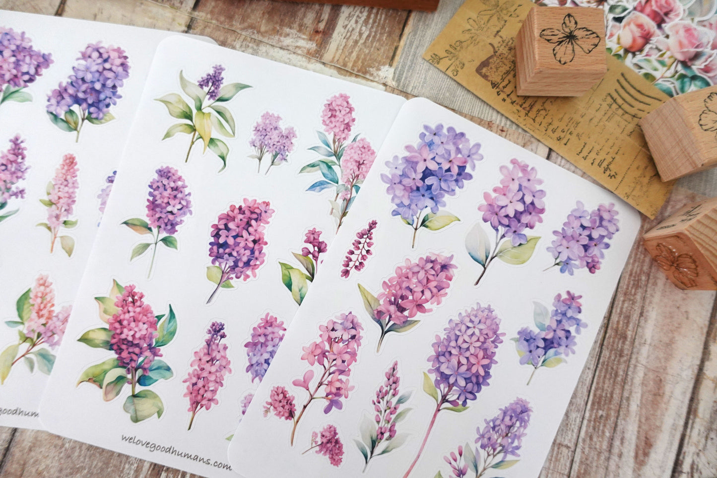 Watercolor Lilac Sticker Sheets