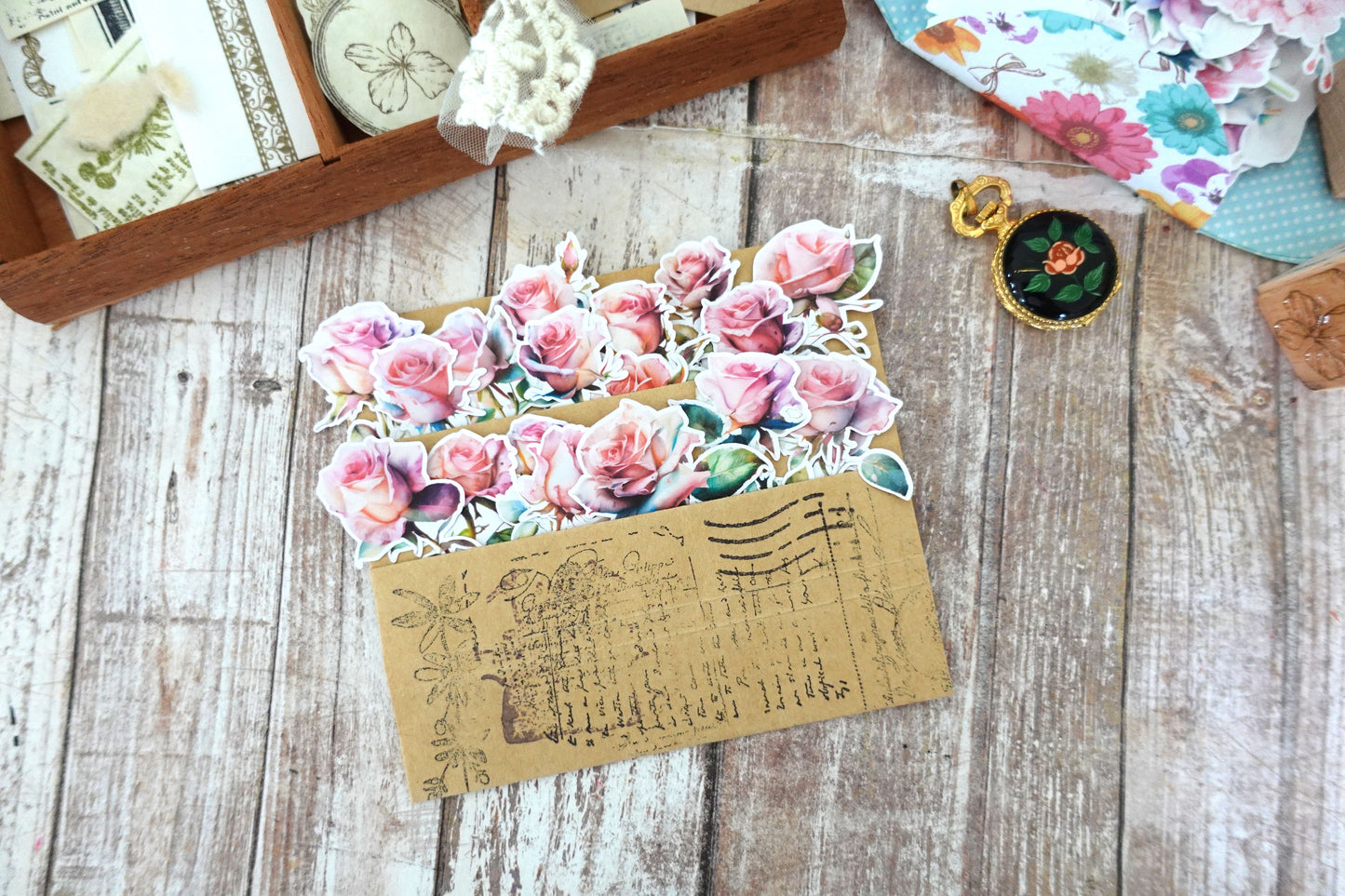 24 pieces Roses Die Cut Stickers