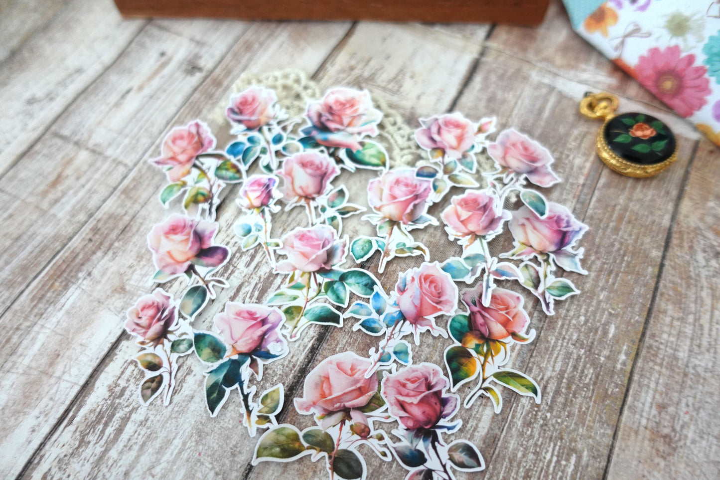 24 pieces Roses Die Cut Stickers