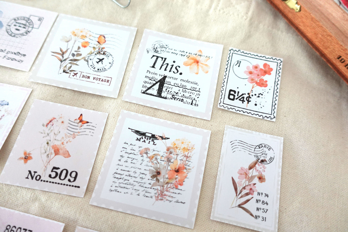 Botanical Postage Ephemera Stickers