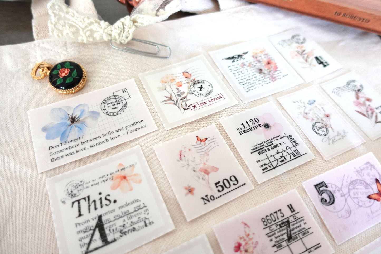 Botanical Postage Ephemera Stickers