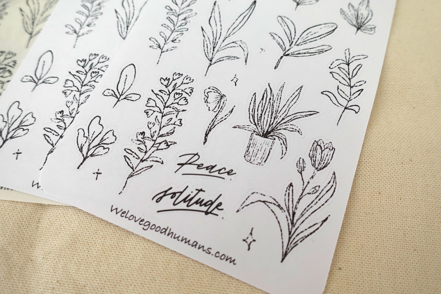 Peace Solitude Plants Sticker Sheet