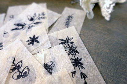 Handmade Tea-dyed Vintage Botanical Ephemera - 24 pieces Pack