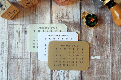 2024 / 2025 MINI Calendar Sticker Set, MON or SUN-start, Size 2”x2.75”