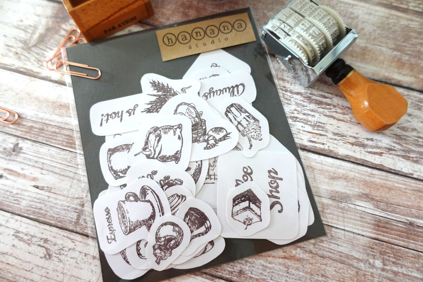 Vintage Coffee, Bread & Sweet Sticker Pack - 29 pieces