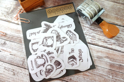 Vintage Coffee, Bread & Sweet Sticker Pack - 29 pieces