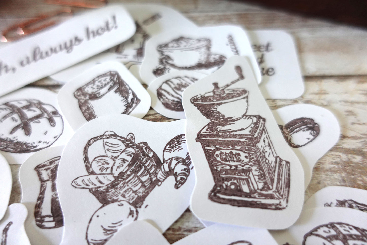 Vintage Coffee, Bread & Sweet Sticker Pack - 29 pieces